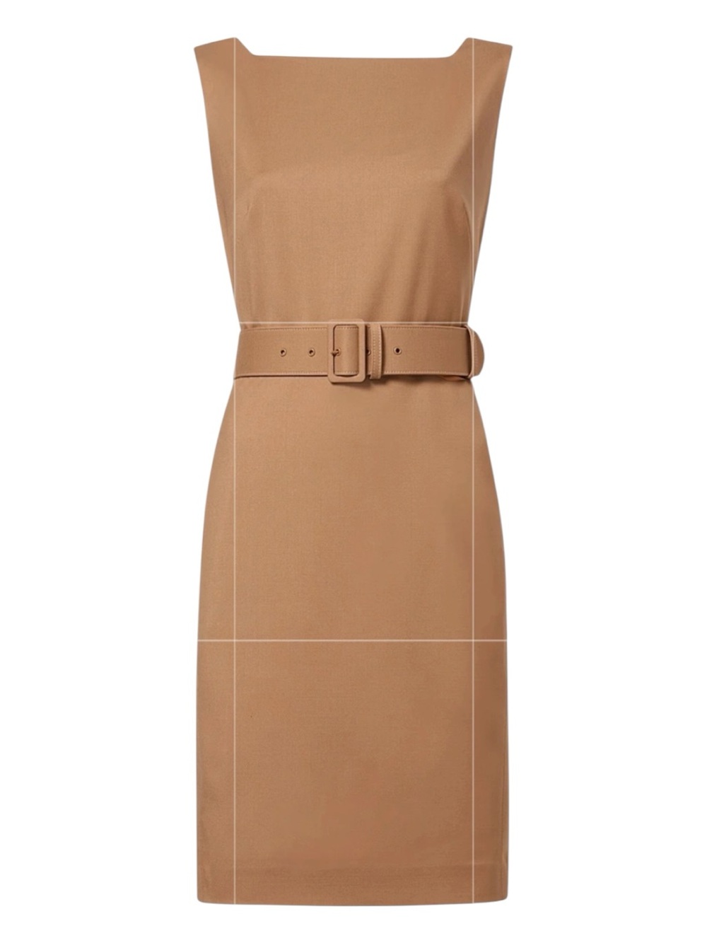 MM Lafleur | The Cynthia Belted Sheath Dress - Italian Wool Twill Camel | 8 New